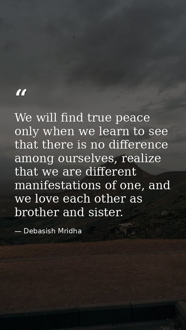 We will find true peace only when we learn to see that there is no difference among ourselves, realize that we are diffe — Debasish Mridha