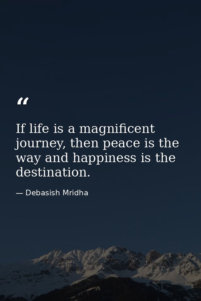If life is a magnificent journey, then peace is the way and happiness is the destination. — Debasish Mridha