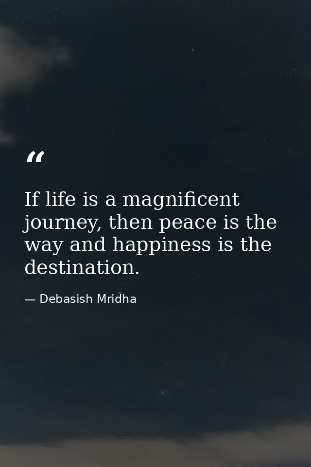 If life is a magnificent journey, then peace is the way and happiness is the destination. — Debasish Mridha