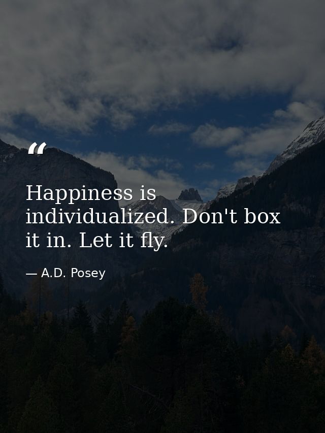 Happiness is individualized. Don't box it in. Let it fly. — A.D. Posey