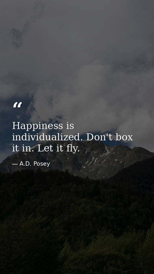 Happiness is individualized. Don't box it in. Let it fly. — A.D. Posey