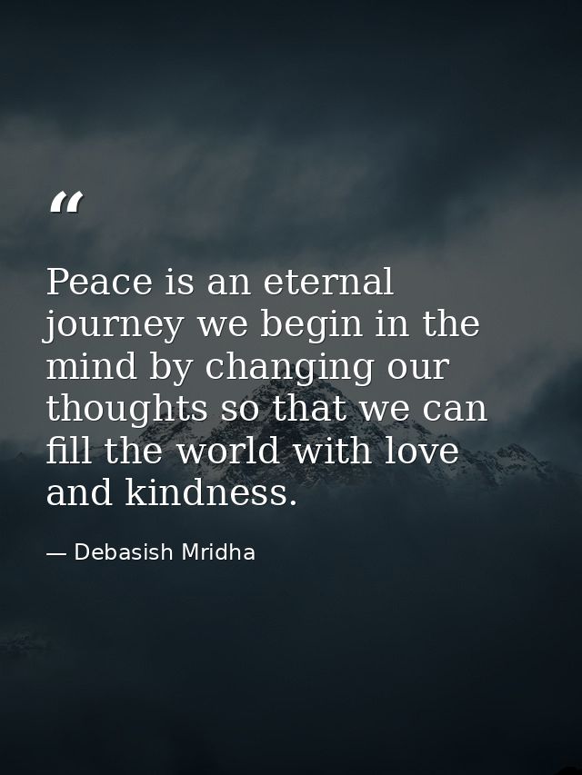 Peace is an eternal journey we begin in the mind by changing our thoughts so that we can fill the world with love and ki — Debasish Mridha