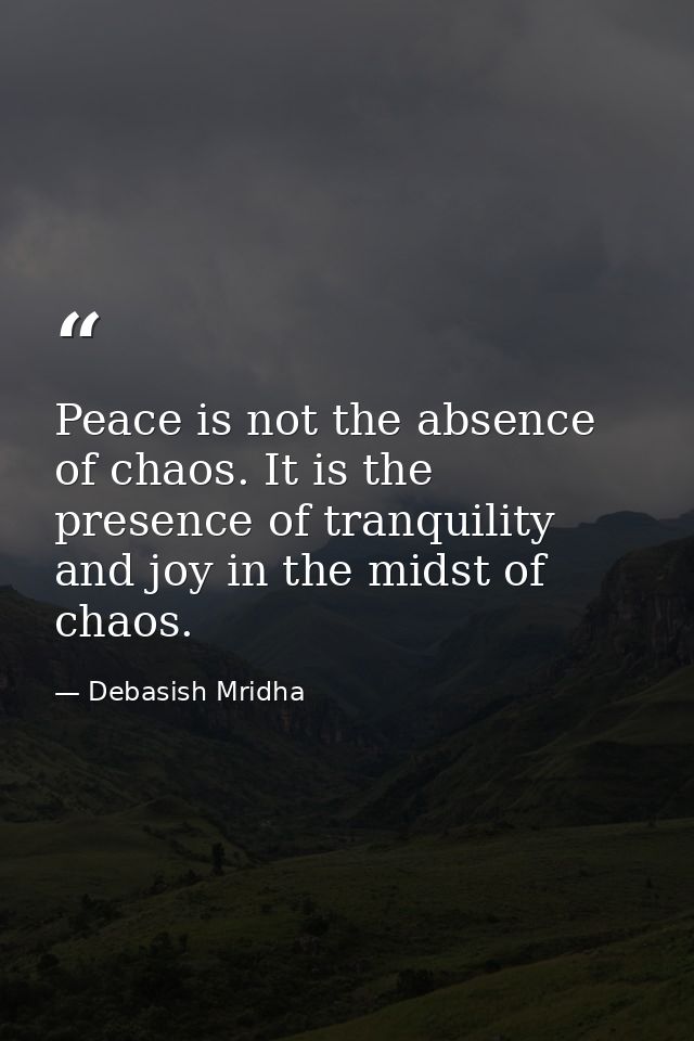 Peace is not the absence of chaos. It is the presence of tranquility and joy in the midst of chaos. — Debasish Mridha