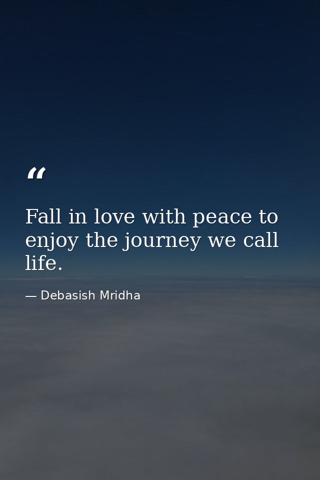 Fall in love with peace to enjoy the journey we call life. — Debasish Mridha