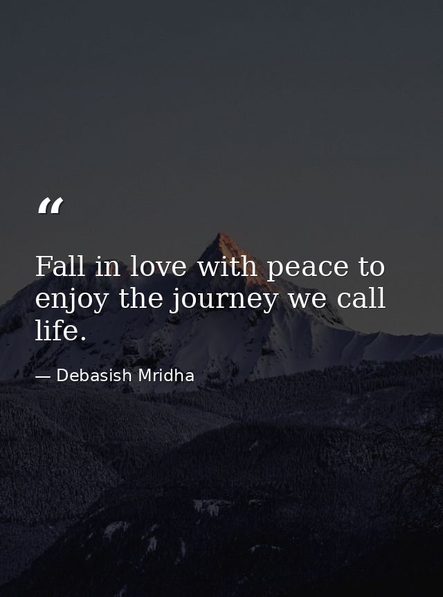 Fall in love with peace to enjoy the journey we call life. — Debasish Mridha