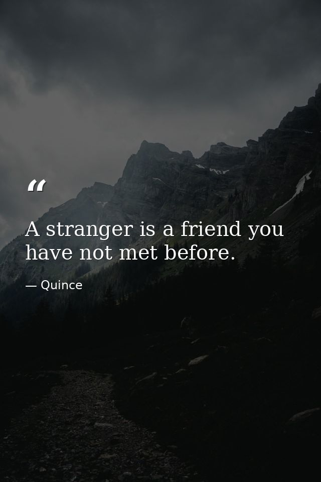 A stranger is a friend you have not met before. — Quince