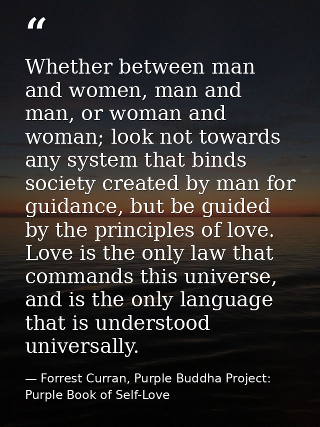 Whether between man and women, man and man, or woman and woman; look not towards any system that binds society created b — Forrest Curran, Purple Buddha Project: Purple Book of Self-Love