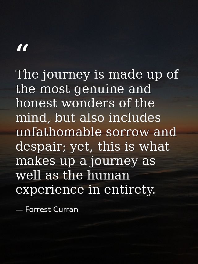 The journey is made up of the most genuine and honest wonders of the mind, but also includes unfathomable sorrow and des — Forrest Curran