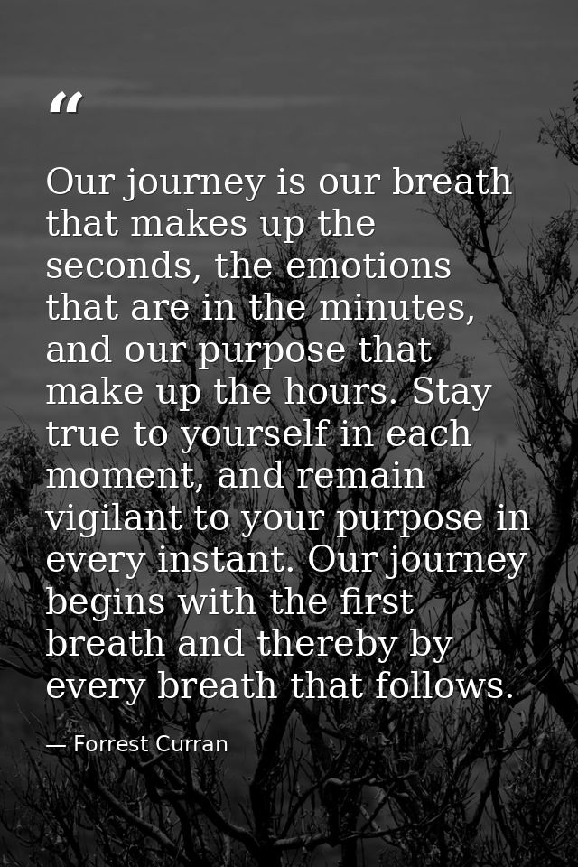 Our journey is our breath that makes up the seconds, the emotions that are in the minutes, and our purpose that make up  — Forrest Curran