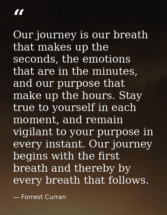 Our journey is our breath that makes up the seconds, the emotions that are in the minutes, and our purpose that make up  — Forrest Curran