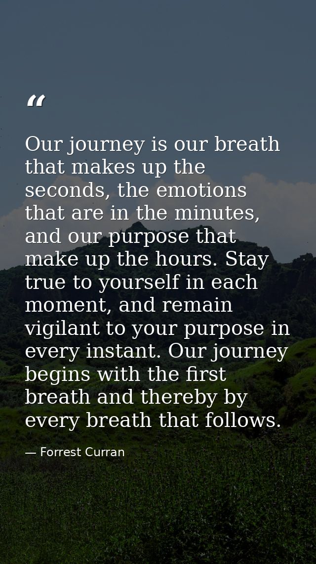 Our journey is our breath that makes up the seconds, the emotions that are in the minutes, and our purpose that make up  — Forrest Curran