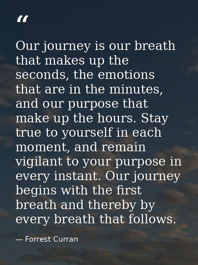 Our journey is our breath that makes up the seconds, the emotions that are in the minutes, and our purpose that make up  — Forrest Curran