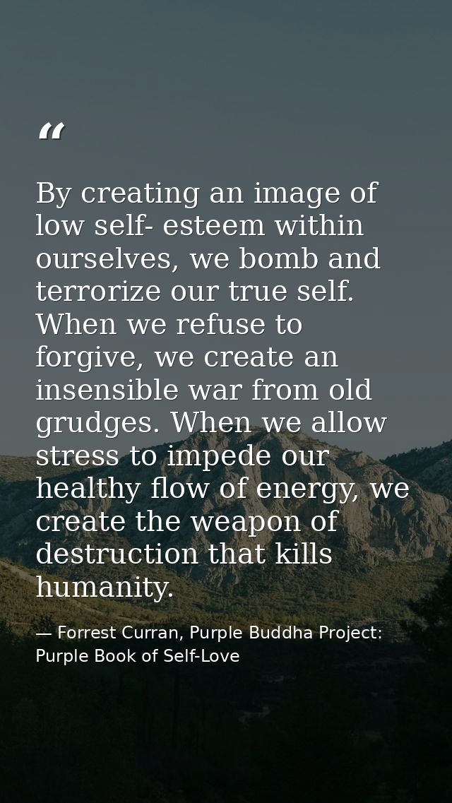 By creating an image of low self- esteem within ourselves, we bomb and terrorize our true self. When we refuse to forgiv — Forrest Curran, Purple Buddha Project: Purple Book of Self-Love
