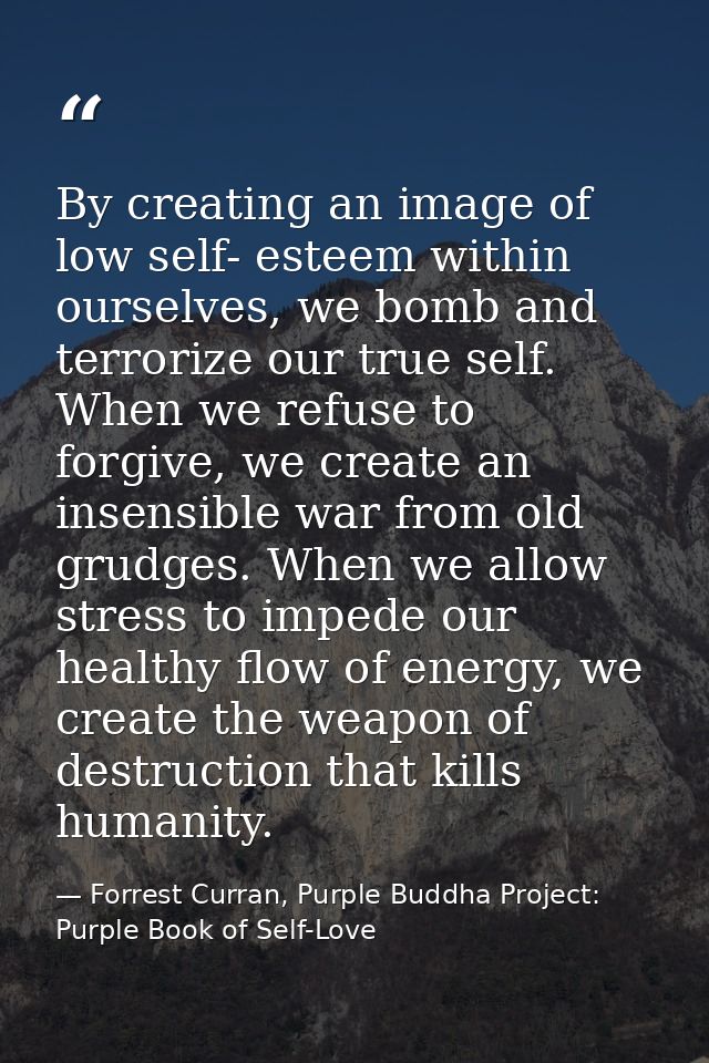 By creating an image of low self- esteem within ourselves, we bomb and terrorize our true self. When we refuse to forgiv — Forrest Curran, Purple Buddha Project: Purple Book of Self-Love