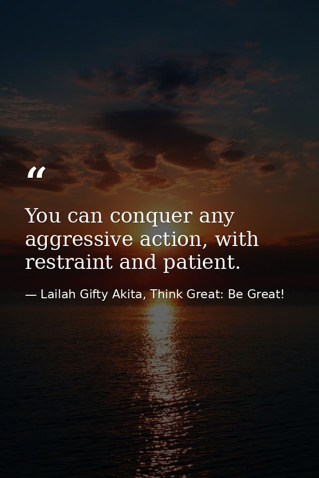 You can conquer any aggressive action, with restraint and patient. — Lailah Gifty Akita, Think Great: Be Great!