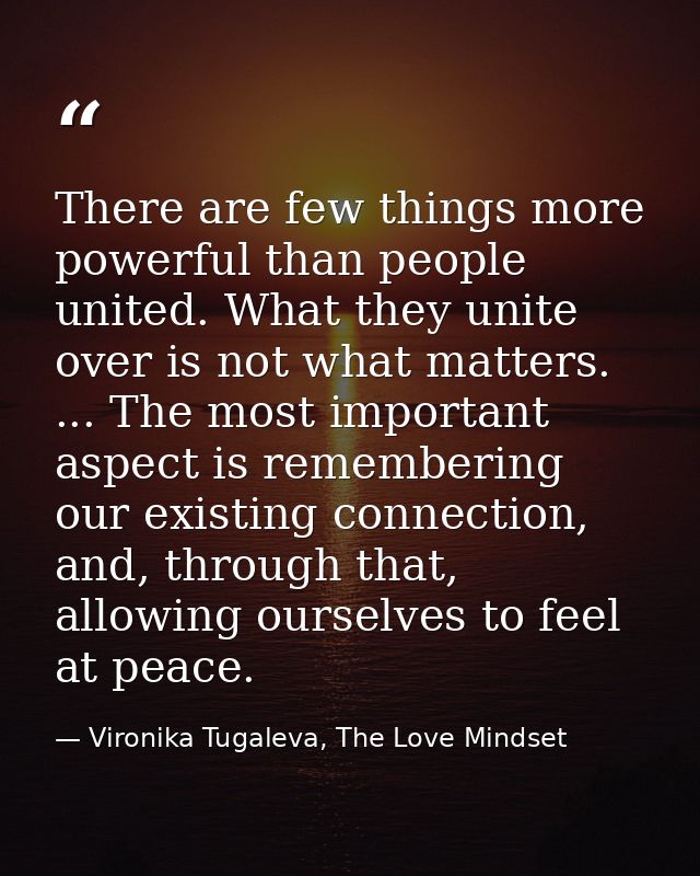 There are few things more powerful than people united. What they unite over is not what matters. ... The most important  — Vironika Tugaleva, The Love Mindset