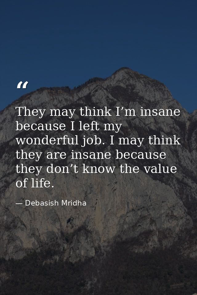 They may think I’m insane because I left my wonderful job. I may think they are insane because they don’t know the value — Debasish Mridha