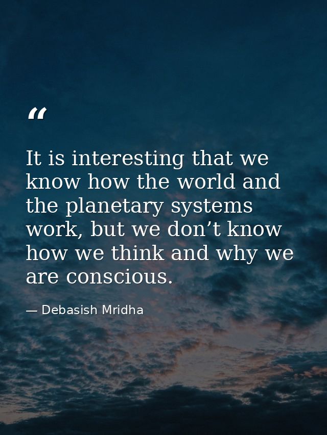 It is interesting that we know how the world and the planetary systems work, but we don’t know how we think and why we a — Debasish Mridha