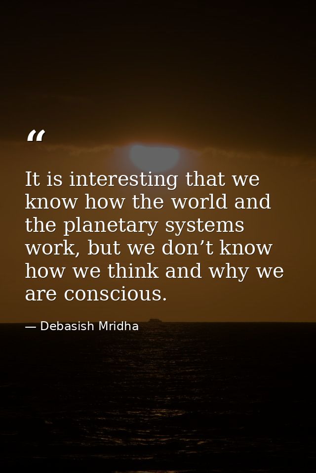 It is interesting that we know how the world and the planetary systems work, but we don’t know how we think and why we a — Debasish Mridha
