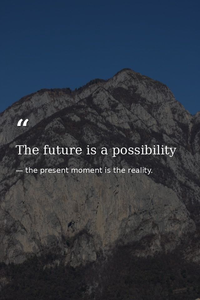 The future is a possibility — the present moment is the reality.