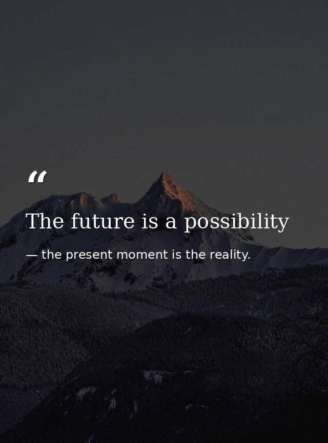 The future is a possibility — the present moment is the reality.