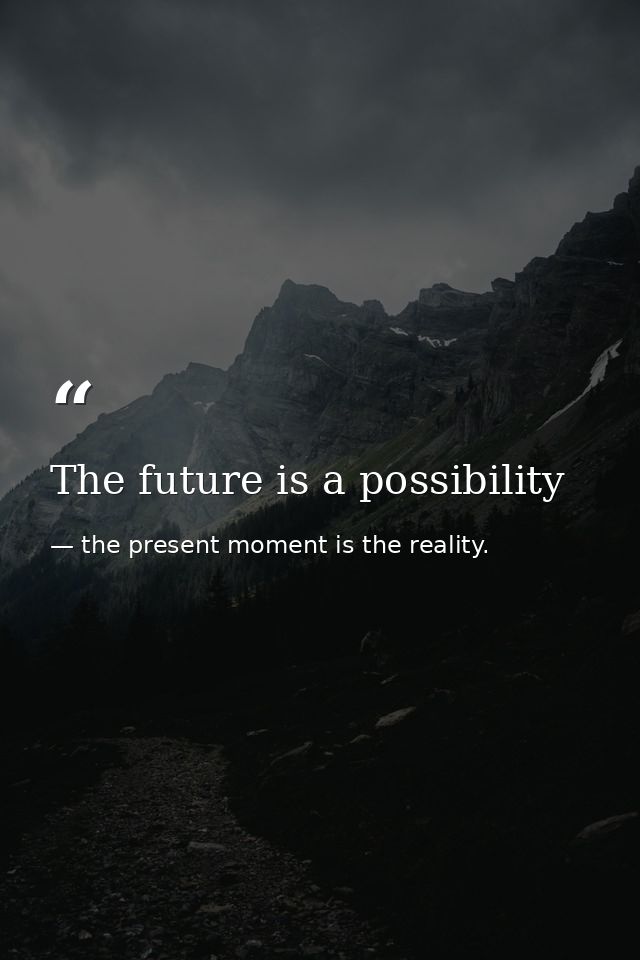 The future is a possibility — the present moment is the reality.