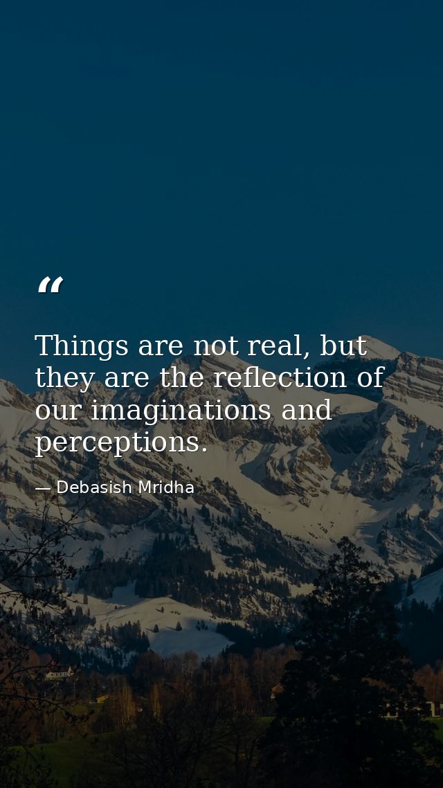 Things are not real, but they are the reflection of our imaginations and perceptions. — Debasish Mridha