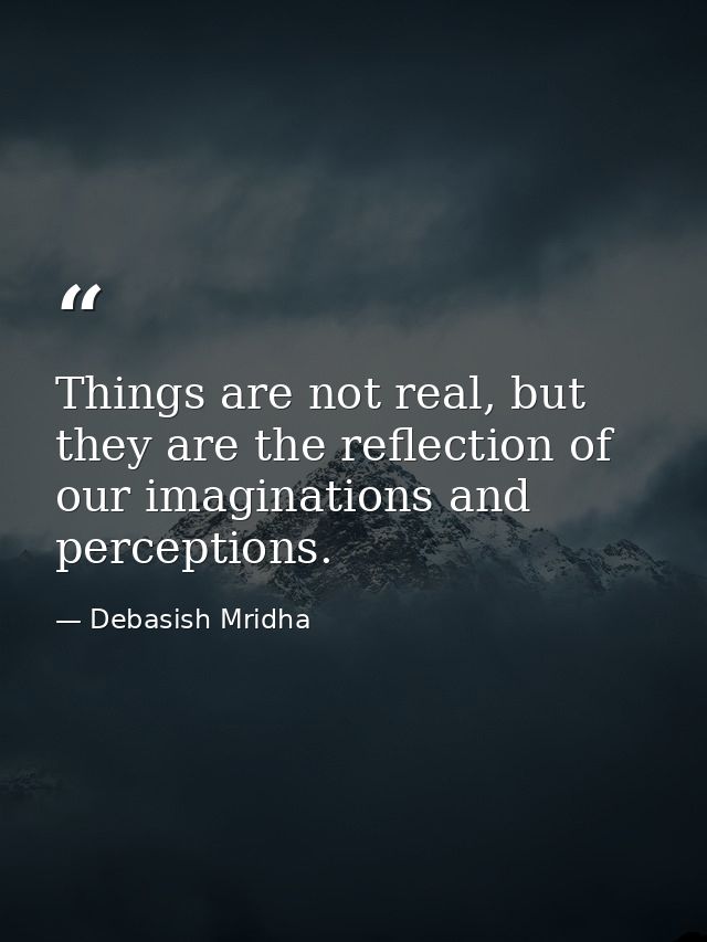 Things are not real, but they are the reflection of our imaginations and perceptions. — Debasish Mridha