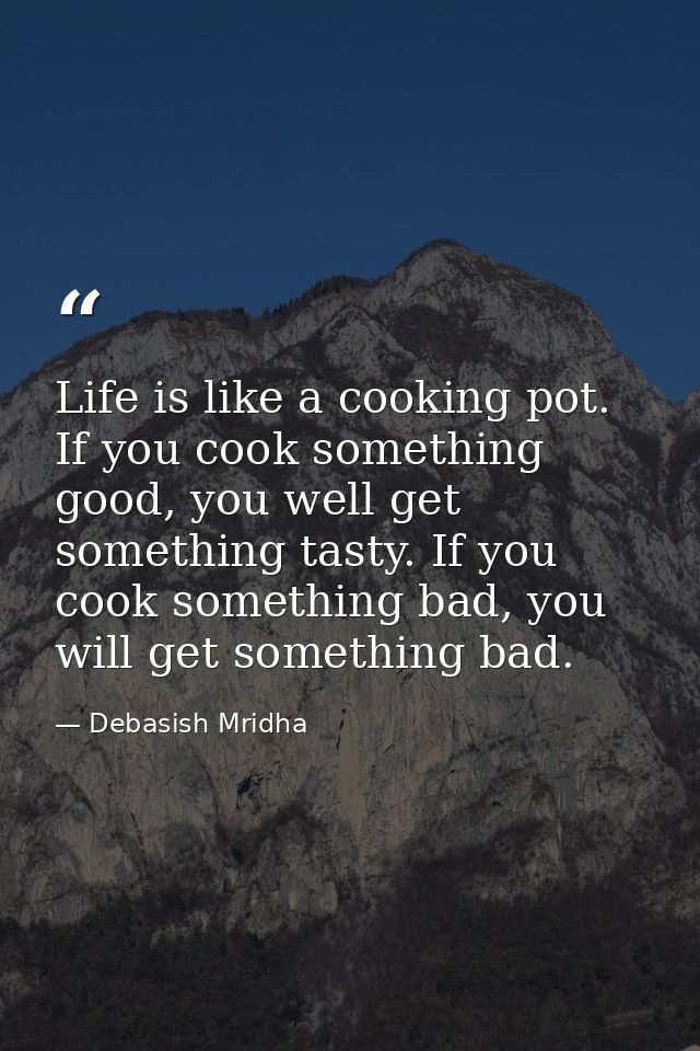 Life is like a cooking pot. If you cook something good, you well get something tasty. If you cook something bad, you wil — Debasish Mridha