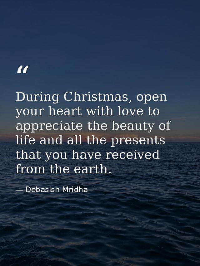 During Christmas, open your heart with love to appreciate the beauty of life and all the presents that you have received — Debasish Mridha