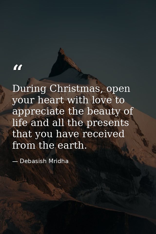 During Christmas, open your heart with love to appreciate the beauty of life and all the presents that you have received — Debasish Mridha