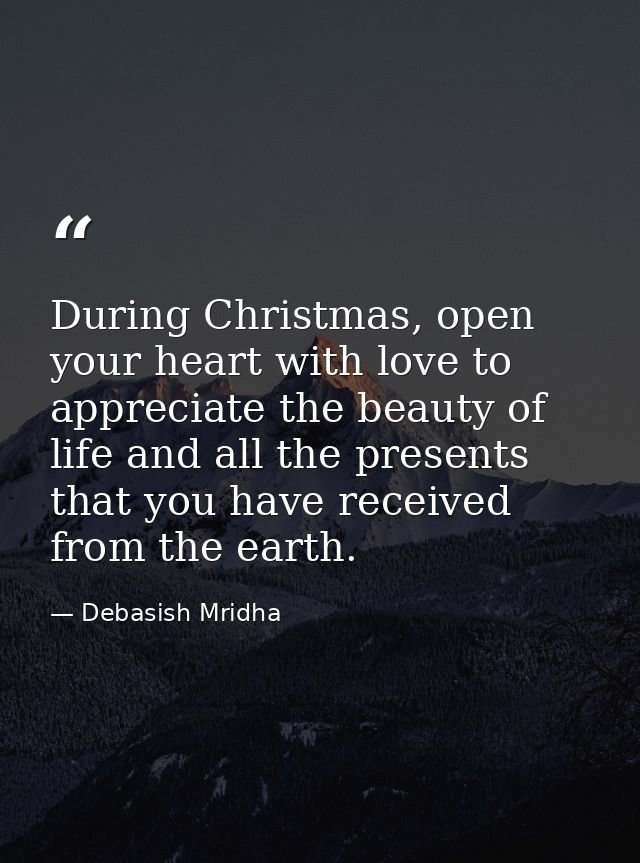During Christmas, open your heart with love to appreciate the beauty of life and all the presents that you have received — Debasish Mridha