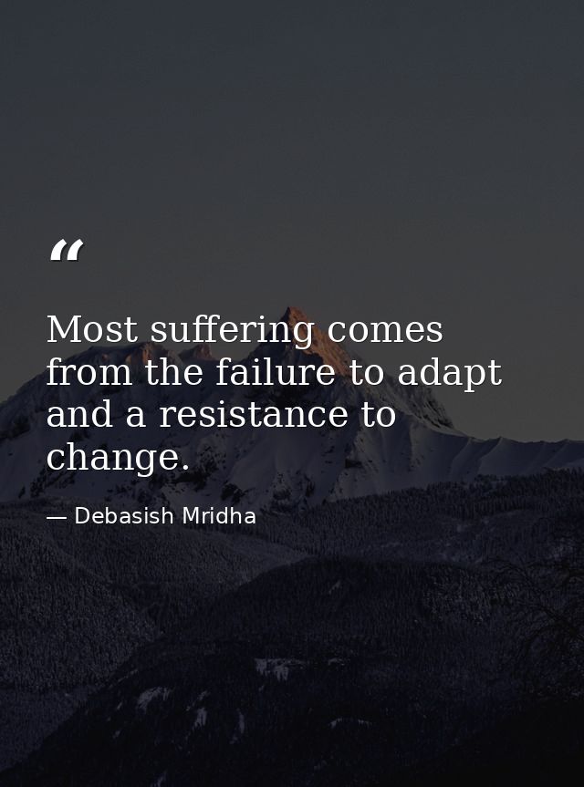 Most suffering comes from the failure to adapt and a resistance to change. — Debasish Mridha