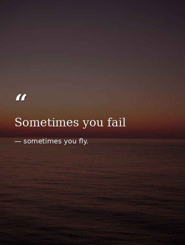 Sometimes you fail — sometimes you fly.