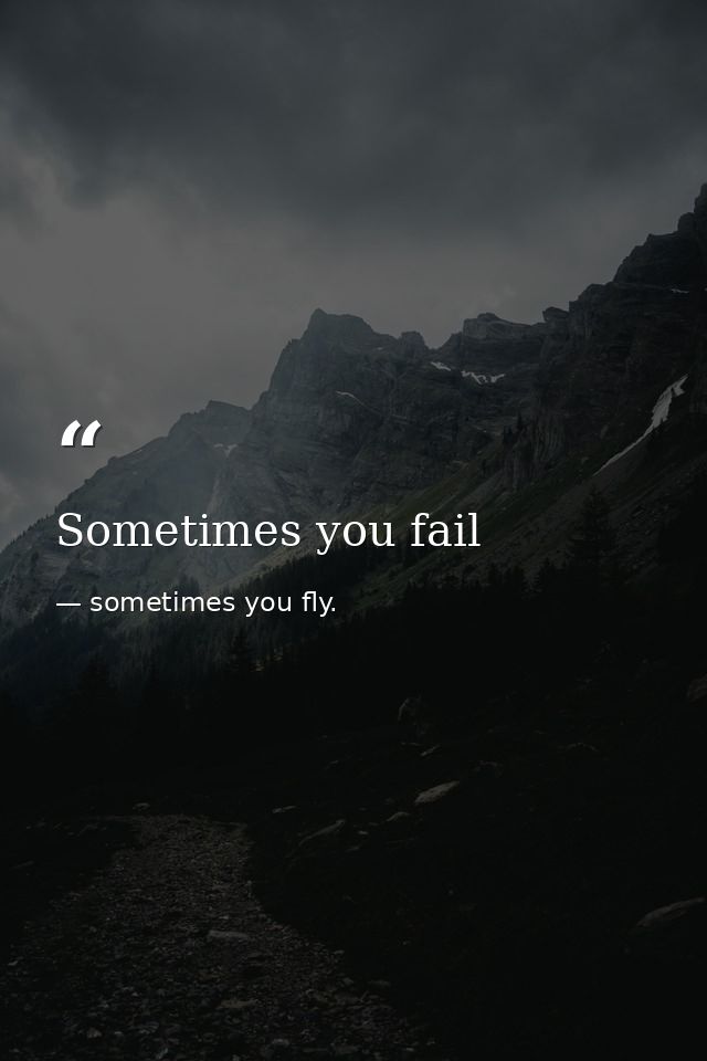 Sometimes you fail — sometimes you fly.