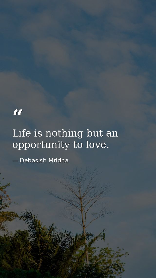 Life is nothing but an opportunity to love. — Debasish Mridha