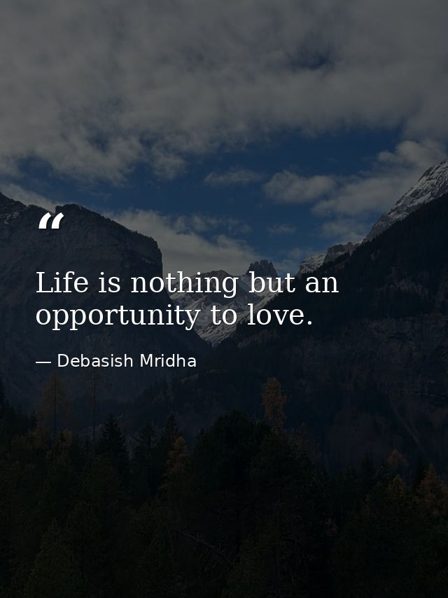 Life is nothing but an opportunity to love. — Debasish Mridha