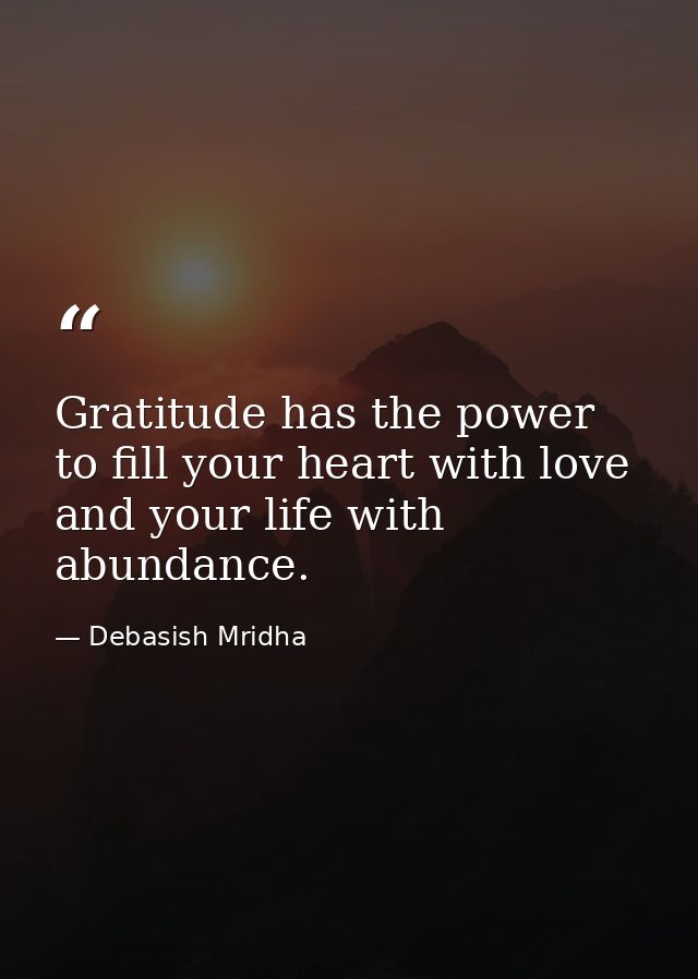 Gratitude has the power to fill your heart with love and your life with abundance. — Debasish Mridha