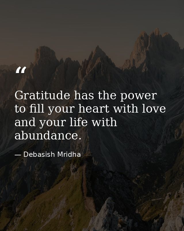 Gratitude has the power to fill your heart with love and your life with abundance. — Debasish Mridha