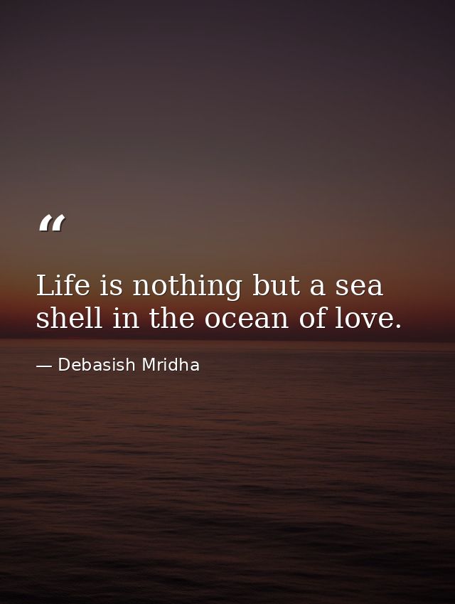 Life is nothing but a sea shell in the ocean of love. — Debasish Mridha