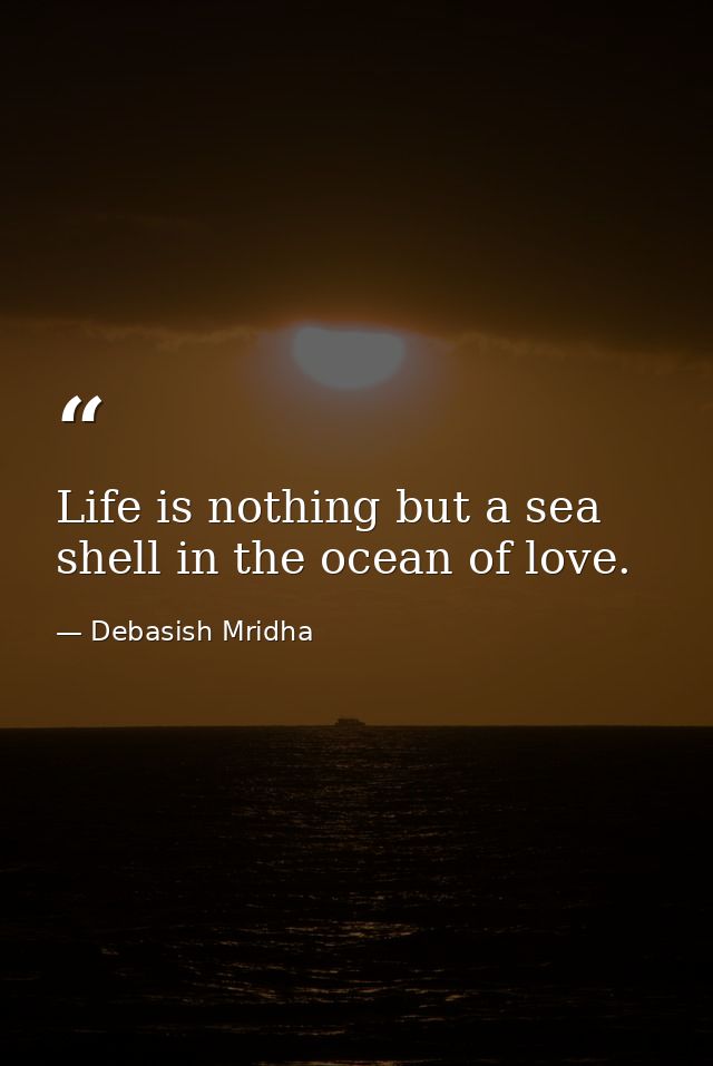Life is nothing but a sea shell in the ocean of love. — Debasish Mridha