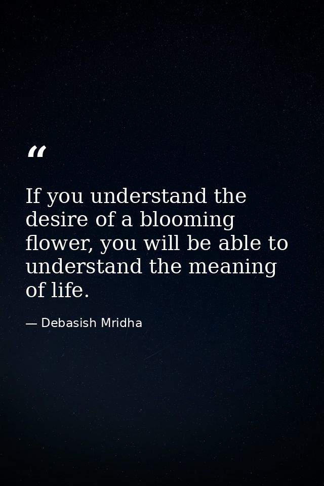 If you understand the desire of a blooming flower, you will be able to understand the meaning of life. — Debasish Mridha