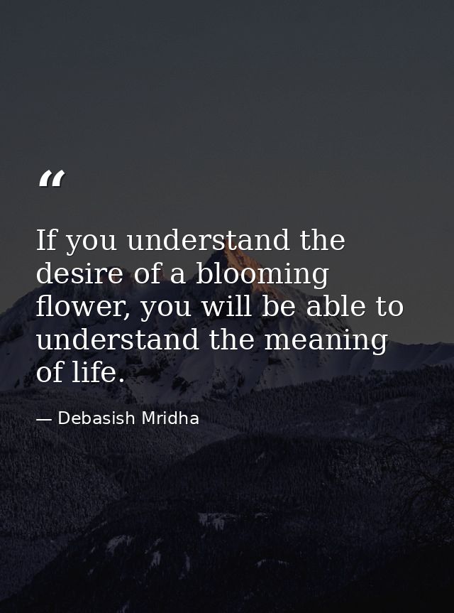 If you understand the desire of a blooming flower, you will be able to understand the meaning of life. — Debasish Mridha