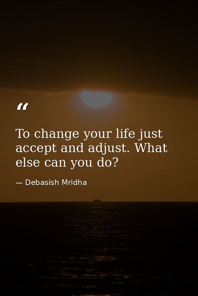 To change your life just accept and adjust. What else can you do? — Debasish Mridha
