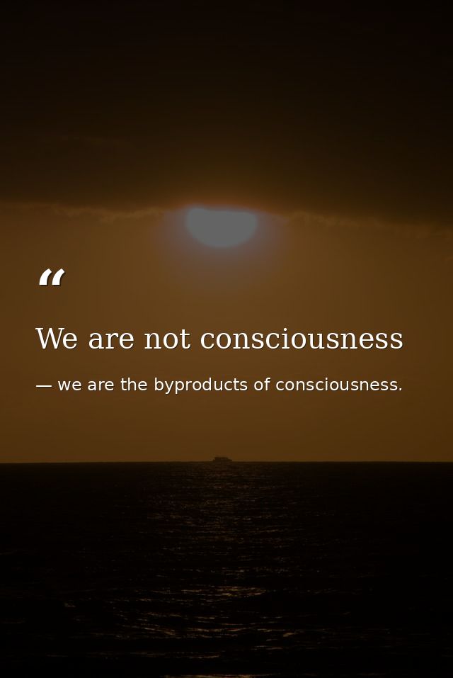 We are not consciousness — we are the byproducts of consciousness.