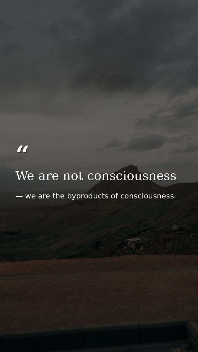 We are not consciousness — we are the byproducts of consciousness.