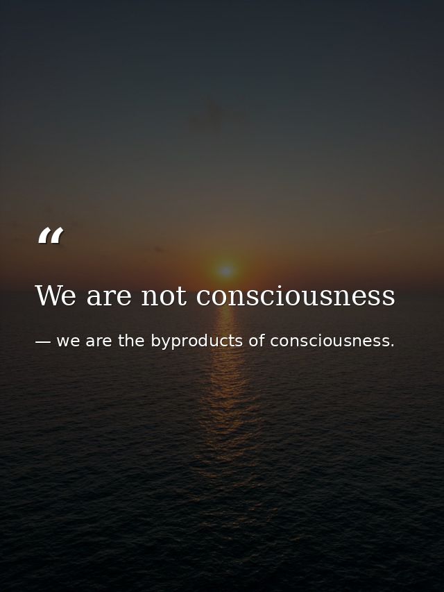 We are not consciousness — we are the byproducts of consciousness.