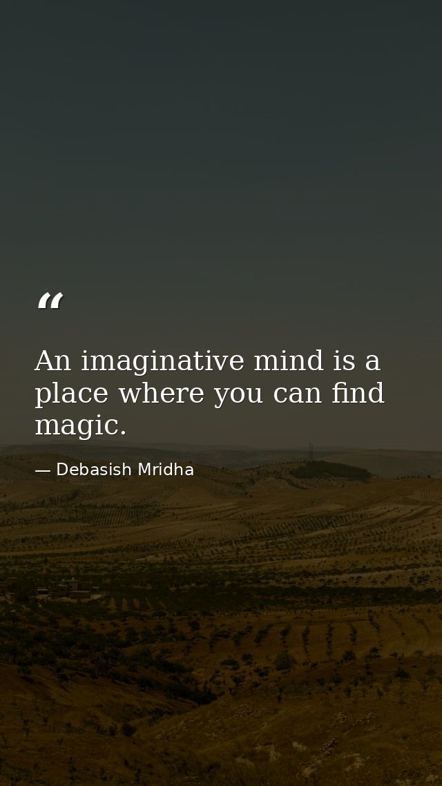 An imaginative mind is a place where you can find magic. — Debasish Mridha