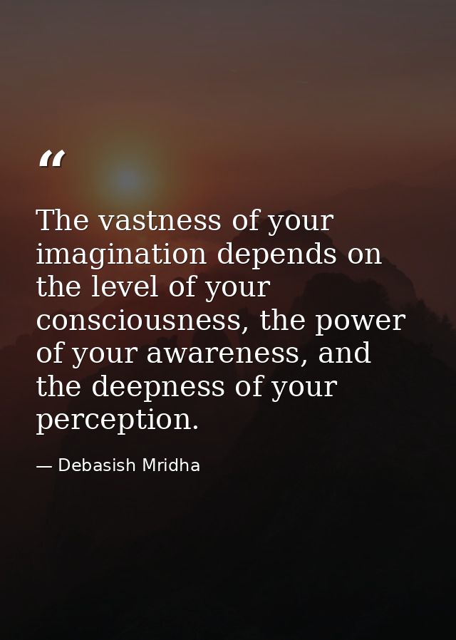 The vastness of your imagination depends on the level of your consciousness, the power of your awareness, and the deepne — Debasish Mridha