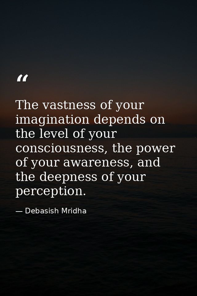 The vastness of your imagination depends on the level of your consciousness, the power of your awareness, and the deepne — Debasish Mridha